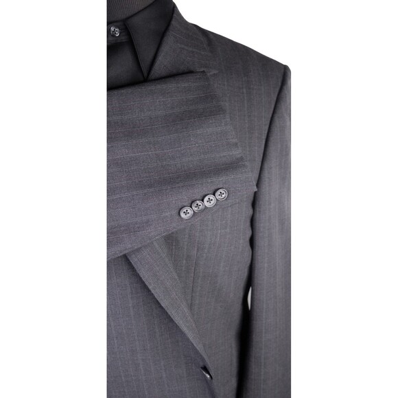 Hickey Freeman Mens 48L 2buttn  Gray Wool Blazer Sport Coat Suit Jacket Striped - Picture 6 of 14